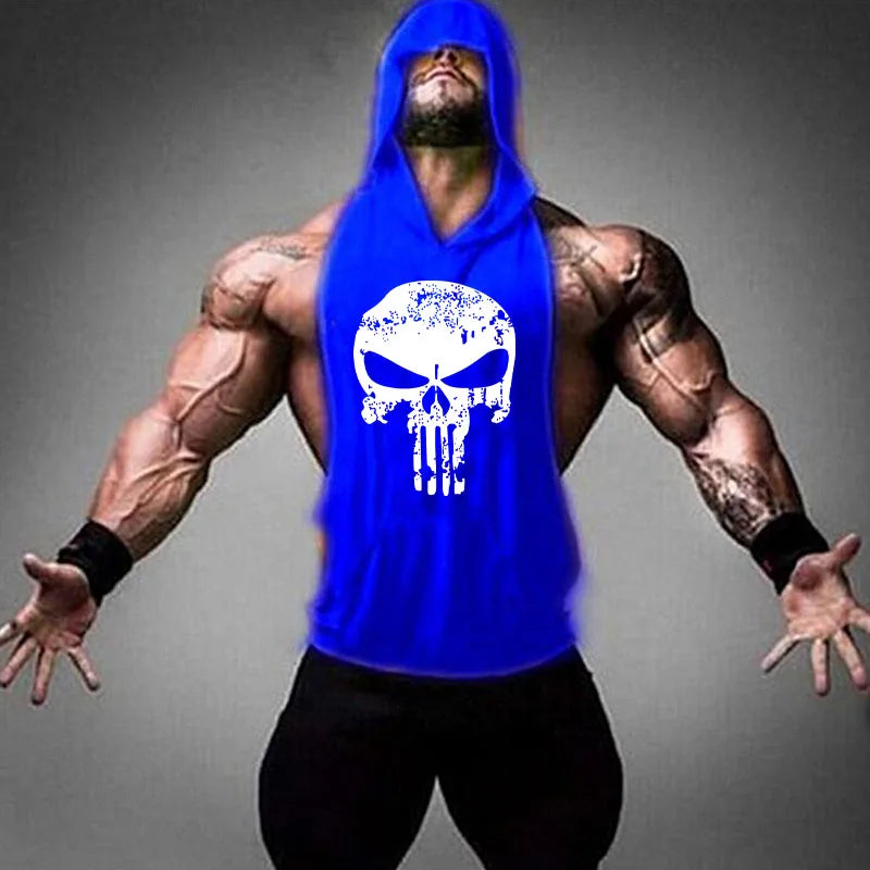 New Men Bodybuilding Cotton Tank top Gyms Fitness Hooded Vest Sleeveless Shirt Summer Casual Fashion Workout Brand Clothing