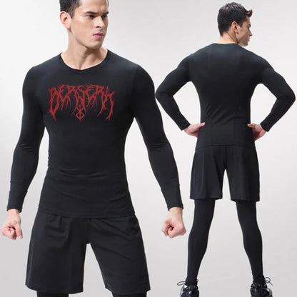 Gym Workout Rash Guard for Men Athletic Quick Dry Compression Shirts Berserk Print Tshirts Tees Tops Undershirts Baselayers