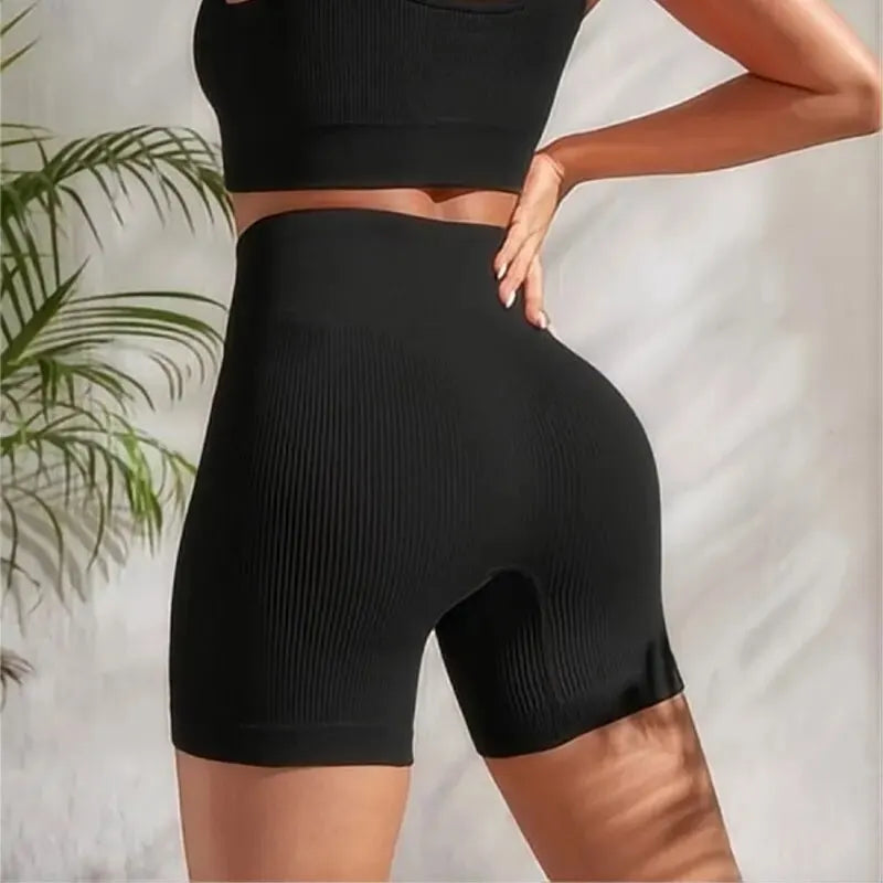 Women Yoga Shorts3 Piece Workout Athletic Seamless High Wasit Gym Leggings