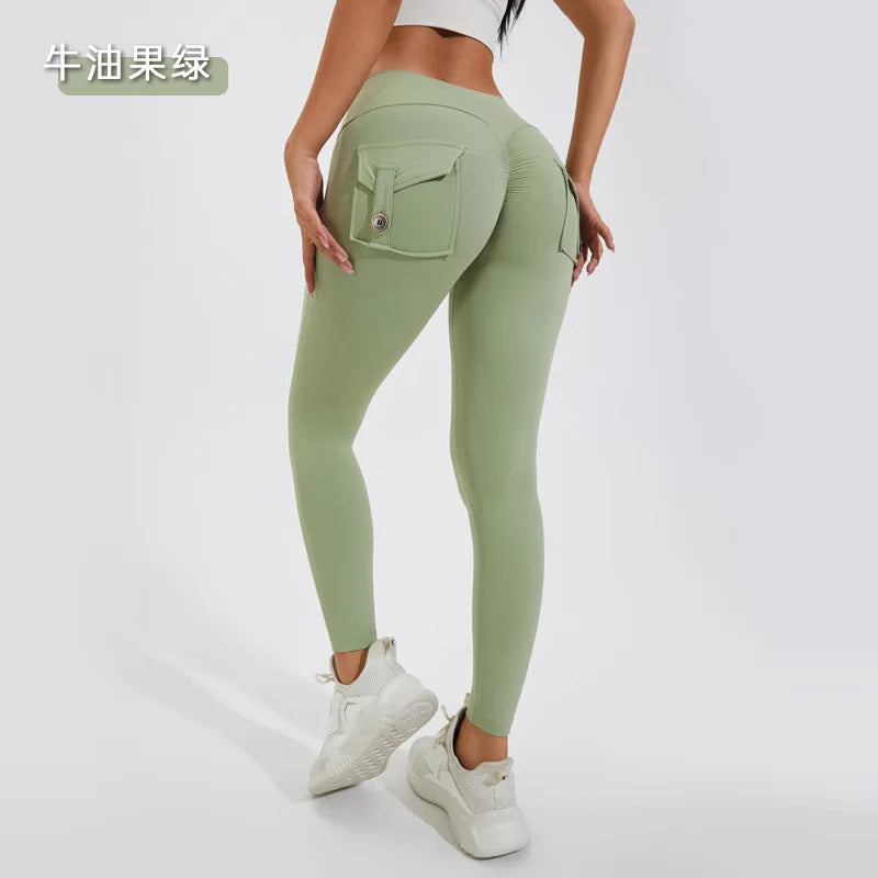 2026 Gym Leggings Women Pocket Bum High Waist Yoga Pants Shorts Tights Scrunch Booty Workout Legging Naked Active Wear XP89
