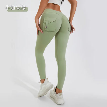 2026 Gym Leggings Women Pocket Bum High Waist Yoga Pants Shorts Tights Scrunch Booty Workout Legging Naked Active Wear XP89