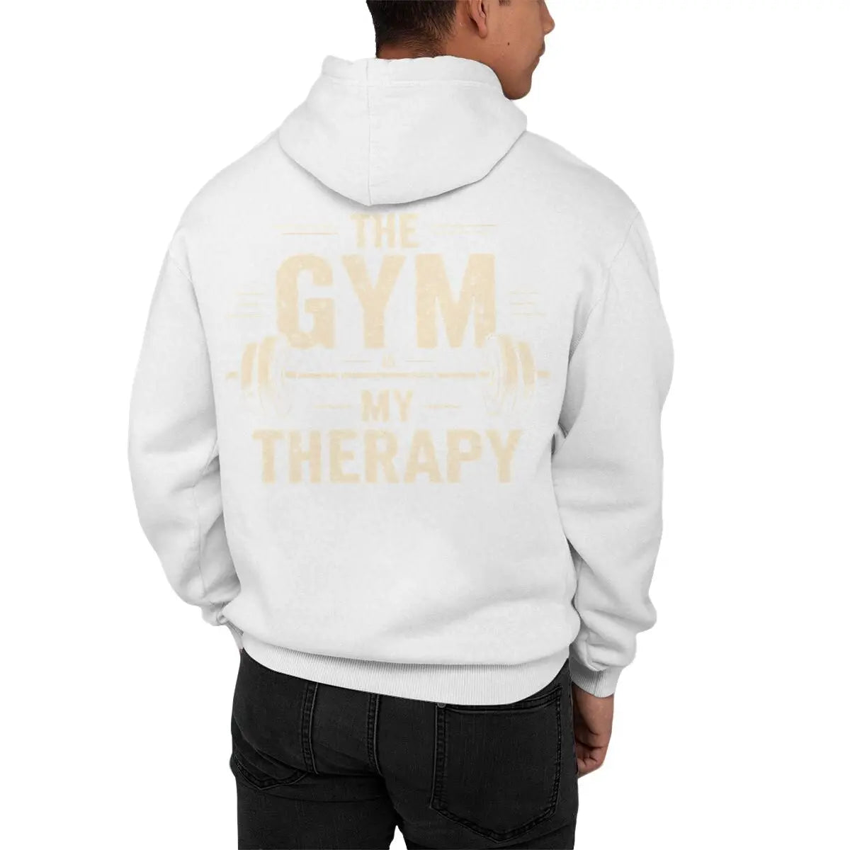 The Gym My Therapy Graphic Hoodie Men Women Kangaroo Pocket Pullover Long Sleeve Vintage Dumbbell Casual Fitness Hoodies
