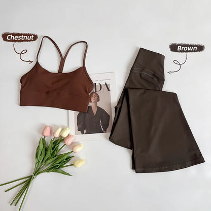 Women High Waisted Flared Yoga Pants Workout Gym Naked Feel Pilates Running Leggings Sport Trousers Comfortable Stylish Activewe