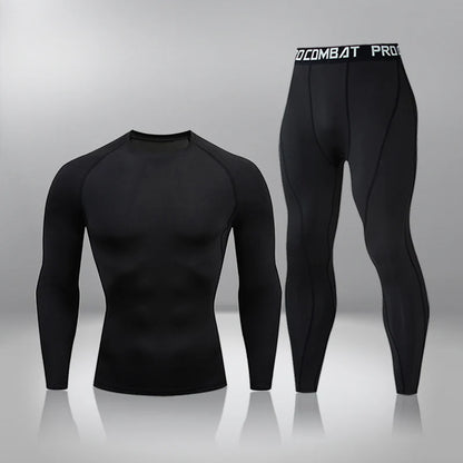 Gym Tight Training Clothing Workout Jogging Sports Set Fitness Men's Compression Thermal Underwear Top Trousers Sportswear