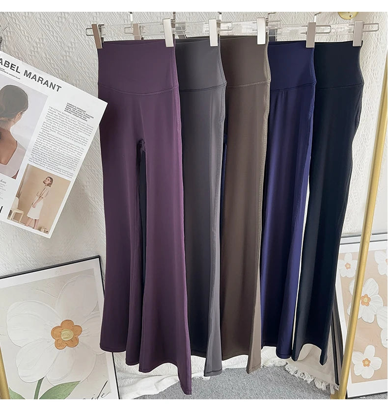 Women High Waisted Flared Yoga Pants Workout Gym Naked Feel Pilates Running Leggings Sport Trousers Comfortable Stylish Activewe