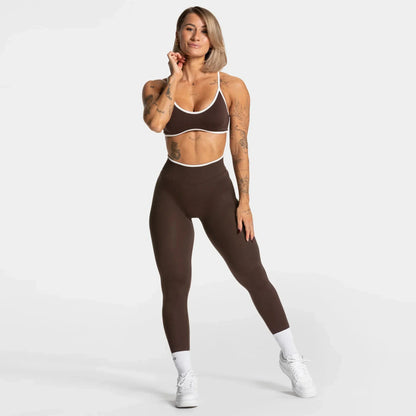 TEVEO 2 Pcs Women's Gym Set Seamless Scrunch Leggings Workout Bra Set Yoga Fitness Clothing Combo