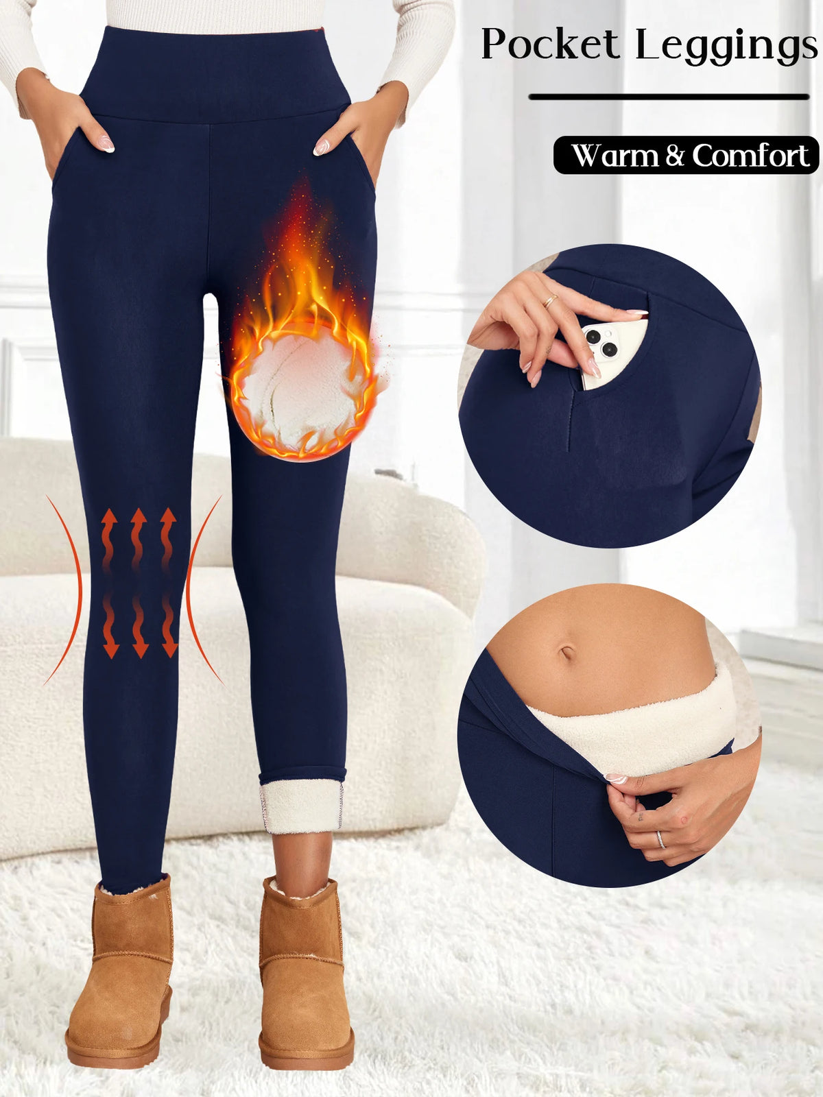 Fleece-Lined High Waist Leggings – Crossover, Flare & Pocket Styles