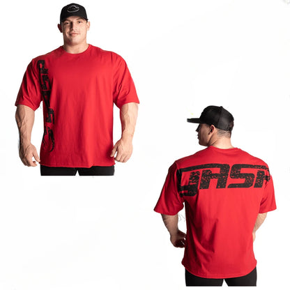 2025 New Cotton Loose Short Sleeve Male Fitness Training Large Size Sweat Absorption Oversize Sports Bodybuilding Half Sleeve