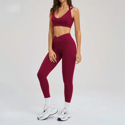 Women's Two Pieces Set Tight-Fitting Beauty Back Fashion Yoga Sport Bra Women Sports Leggings Casual Running Sports Sets