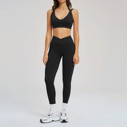 Women's Two Pieces Set Tight-Fitting Beauty Back Fashion Yoga Sport Bra Women Sports Leggings Casual Running Sports Sets