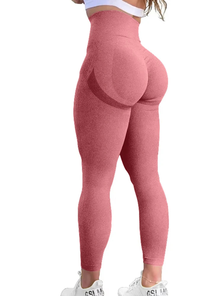 New Women Butt Lifting Yoga Leggings Elastic Workout High Waist Tummy Control Ruched Booty Pants Seamless Gym Compression Tights