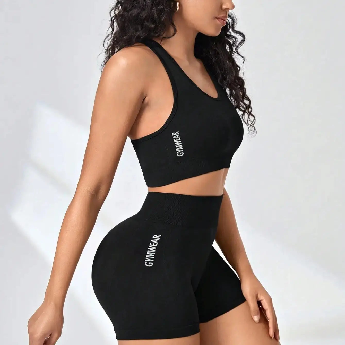 Women Yoga Set Bra Shorts Set Seamless Fitness Tracksuit Gym Running Shorts Sports Set Workout Shockproof Vest Outfit