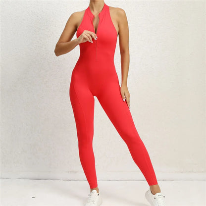 Yoga Women's Padded Workout Suit One-Piece Jumpsuit Workout Set Sports Fitness Overalls Gym Clothing Zipper Long Short 2025 New