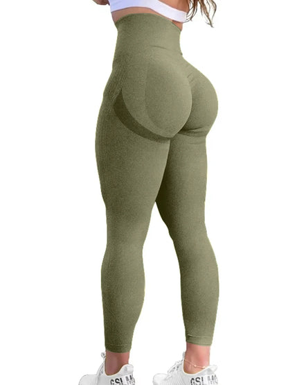 New Women Butt Lifting Yoga Leggings Elastic Workout High Waist Tummy Control Ruched Booty Pants Seamless Gym Compression Tights