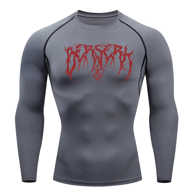 Gym Workout Rash Guard for Men Athletic Quick Dry Compression Shirts Berserk Print Tshirts Tees Tops Undershirts Baselayers
