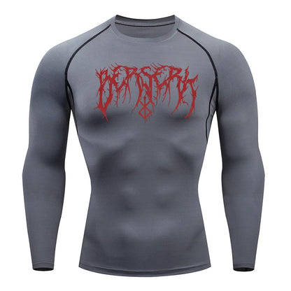 Gym Workout Rash Guard for Men Athletic Quick Dry Compression Shirts Berserk Print Tshirts Tees Tops Undershirts Baselayers