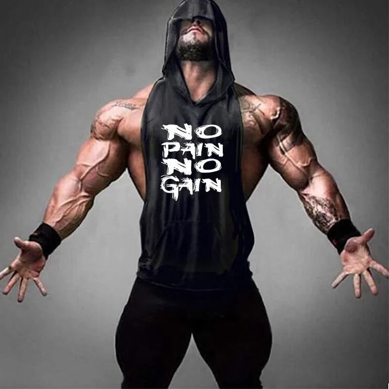 New Men Bodybuilding Cotton Tank top Gyms Fitness Hooded Vest Sleeveless Shirt Summer Casual Fashion Workout Brand Clothing