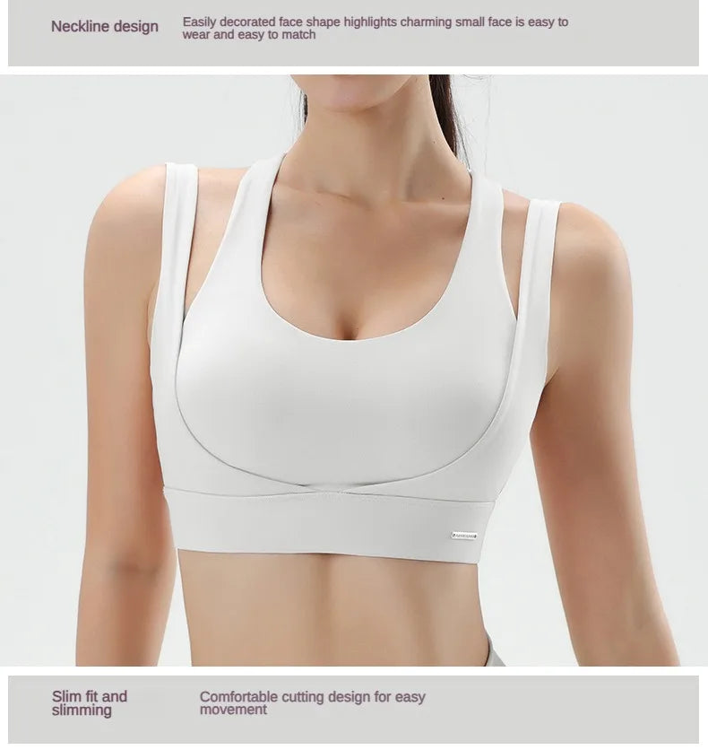 Women's Gym Fitness Underwear Gathering Shockproof Bra Outdoor Sportswear Breathable Yoga Bra Training Clothes Tops
