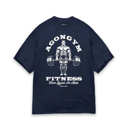 AGONGYM GYM Men's T-Shirt Fitness Sports Loose Fit Shirts Short Sleeve Printed Casual Runners Comfortable Cotton Tee Tops