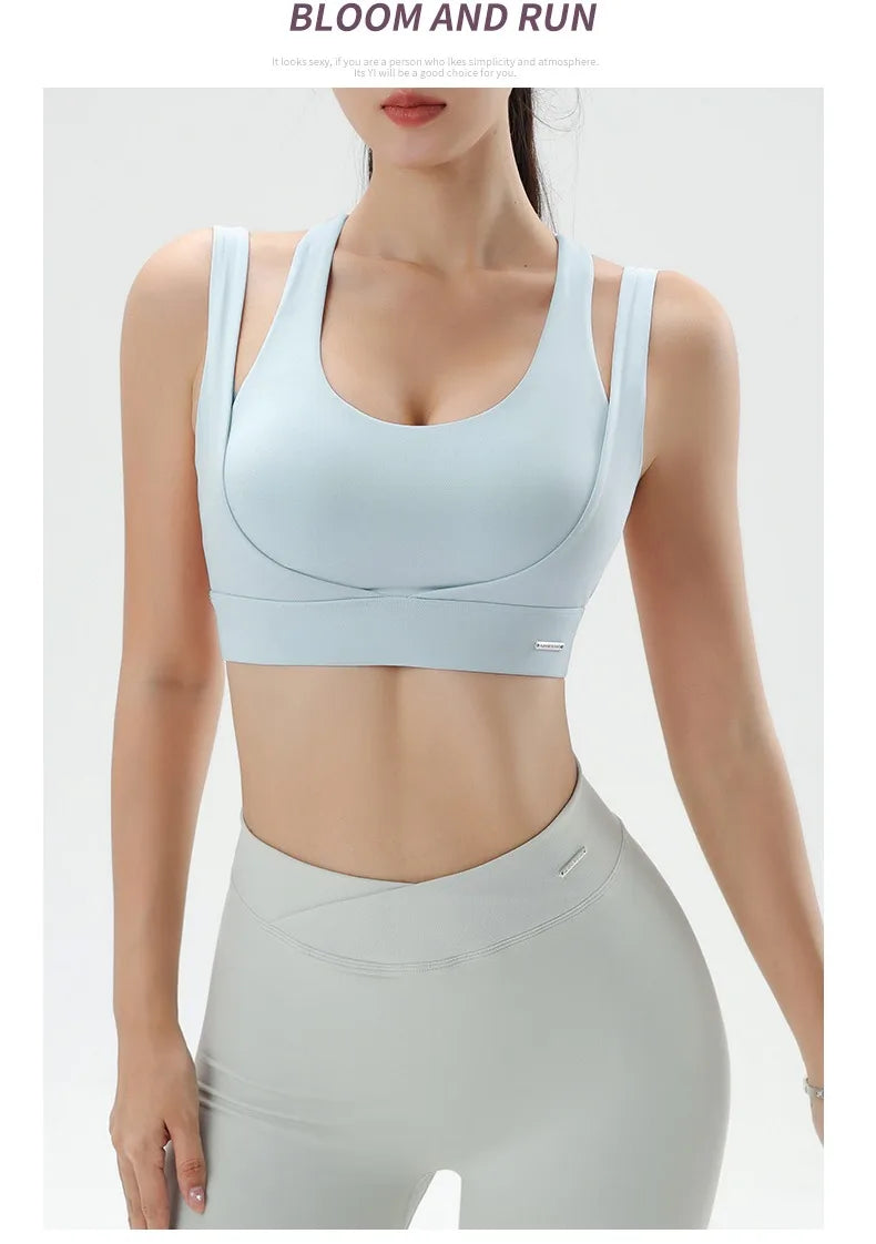 Women's Gym Fitness Underwear Gathering Shockproof Bra Outdoor Sportswear Breathable Yoga Bra Training Clothes Tops