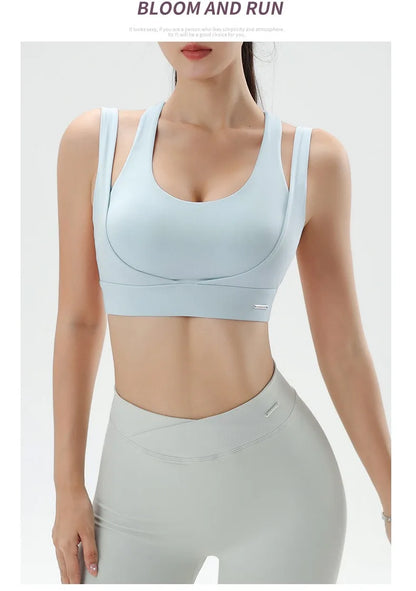 Women's Gym Fitness Underwear Gathering Shockproof Bra Outdoor Sportswear Breathable Yoga Bra Training Clothes Tops