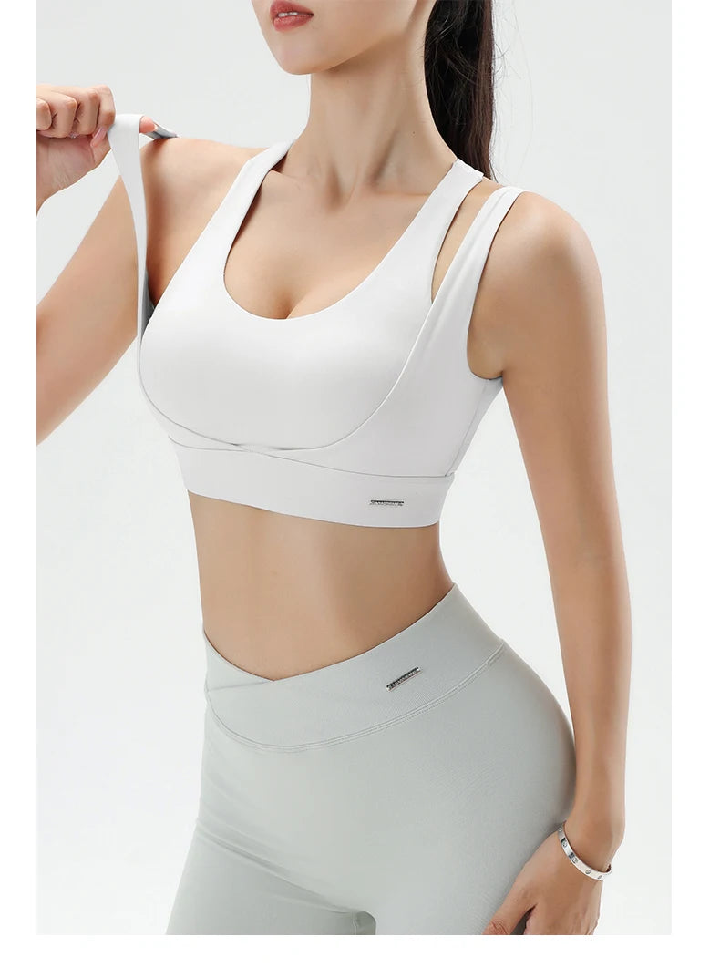Women's Gym Fitness Underwear Gathering Shockproof Bra Outdoor Sportswear Breathable Yoga Bra Training Clothes Tops