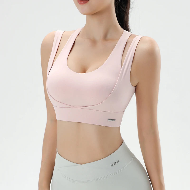 Women's Gym Fitness Underwear Gathering Shockproof Bra Outdoor Sportswear Breathable Yoga Bra Training Clothes Tops