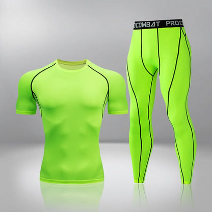 Gym Tight Training Clothing Workout Jogging Sports Set Fitness Men's Compression Thermal Underwear Top Trousers Sportswear