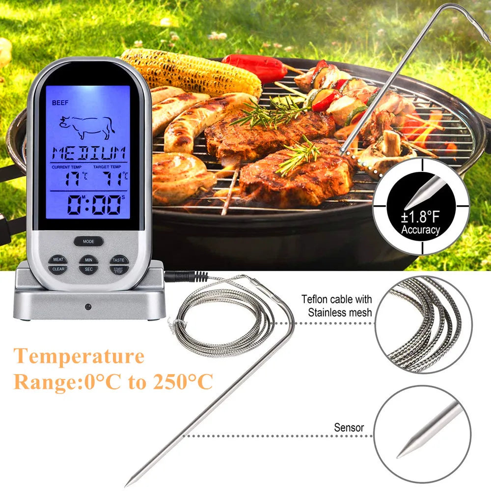 Wireless Digital Probe Meat Thermometer For Grill Smoker BBQ Food Oven Thermometer With Timer Alarm Kitchen Cooking Tools