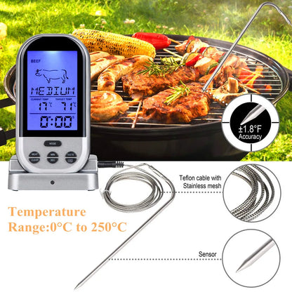 Wireless Digital Probe Meat Thermometer For Grill Smoker BBQ Food Oven Thermometer With Timer Alarm Kitchen Cooking Tools