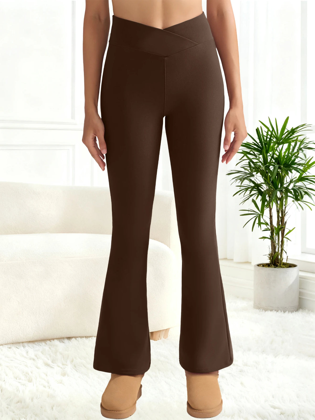 Fleece-Lined High Waist Leggings – Crossover, Flare & Pocket Styles