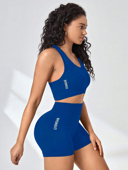 Women Yoga Set Bra Shorts Set Seamless Fitness Tracksuit Gym Running Shorts Sports Set Workout Shockproof Vest Outfit