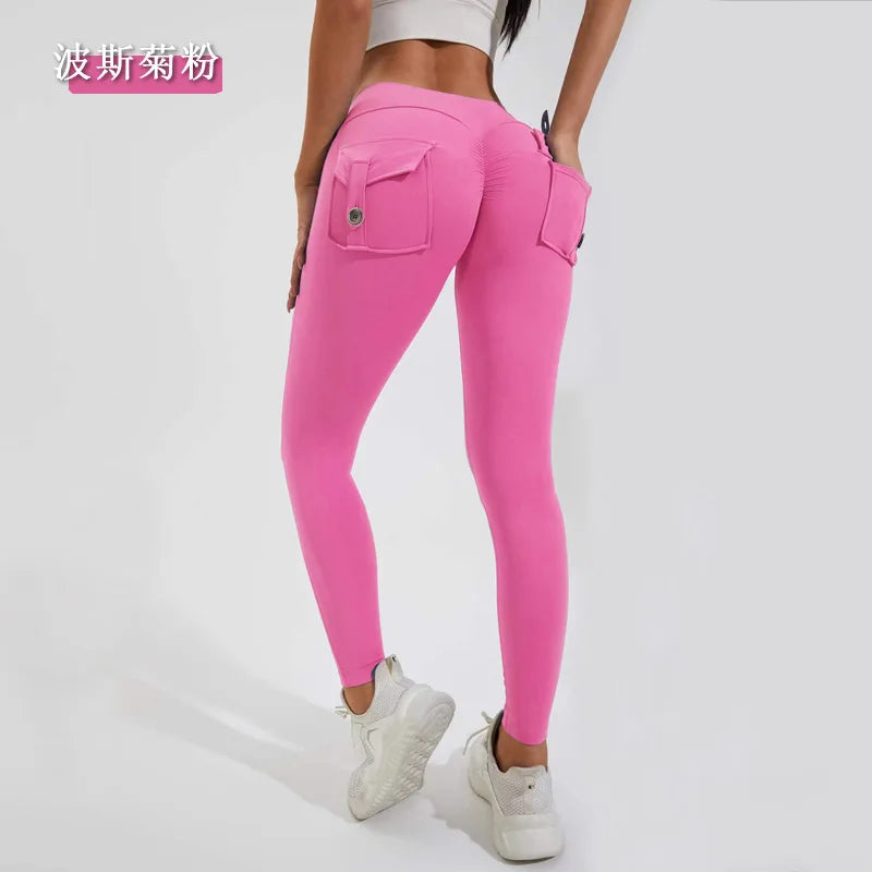 2026 Gym Leggings Women Pocket Bum High Waist Yoga Pants Shorts Tights Scrunch Booty Workout Legging Naked Active Wear XP89