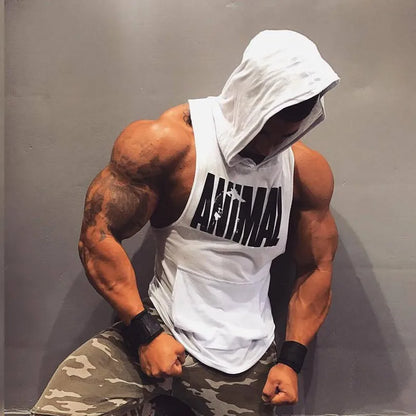 New Men Bodybuilding Cotton Tank top Gyms Fitness Hooded Vest Sleeveless Shirt Summer Casual Fashion Workout Brand Clothing
