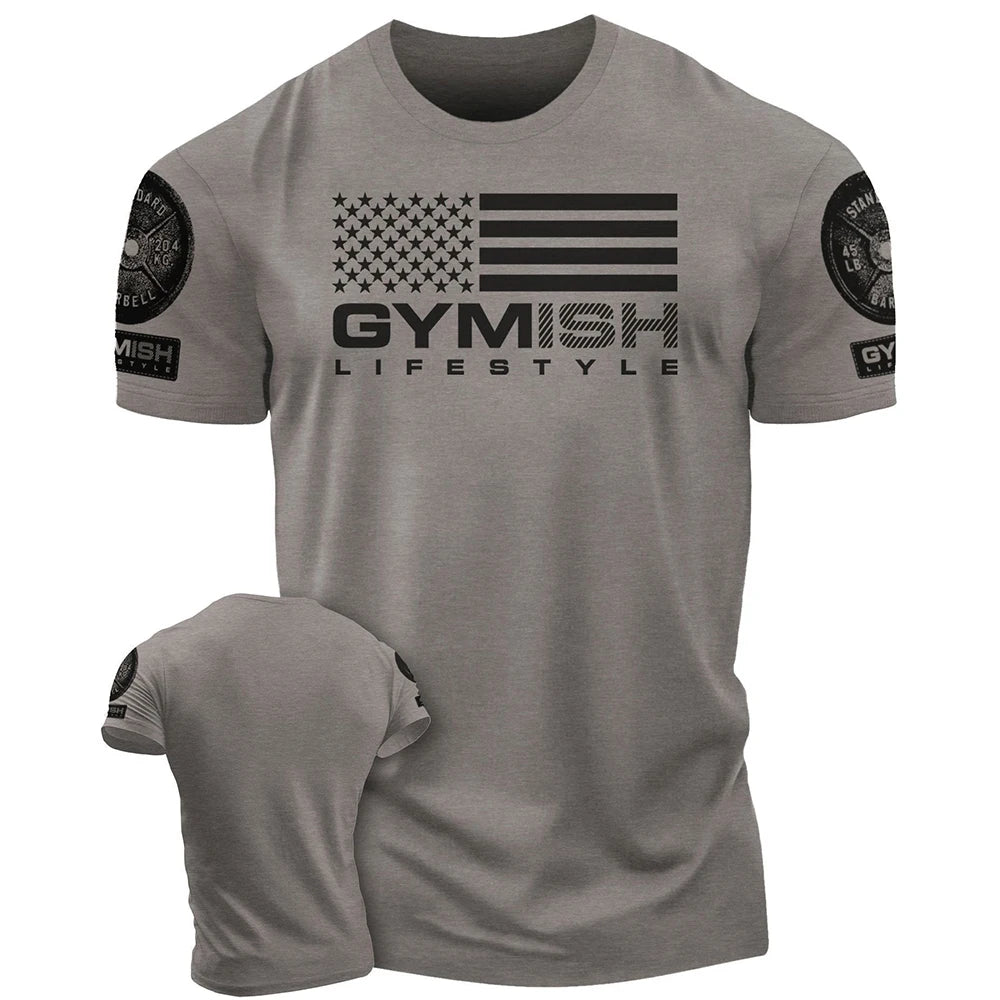 Men Gym Sportswear Muscle T-Shirt Top Fashion Gym Short Sleeve Outdoor Male Fitness Training Sports T-Shirts Casual Menswear