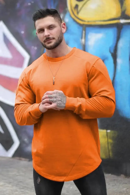 Tops Slim Fit Gym Tight T Shirts for Men Smooth Male Clothes Aesthetic Running Fashion Trends 2025 Casual Long Sleeve Bulk Emo A