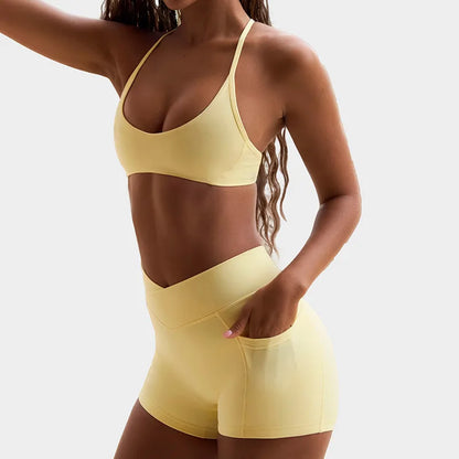 High Elastic Gym Sets Woman Sportswear Yoga Shorts Sport Bra Top Blue White Black Female Clothing Tennis Tracksuit Running 2025