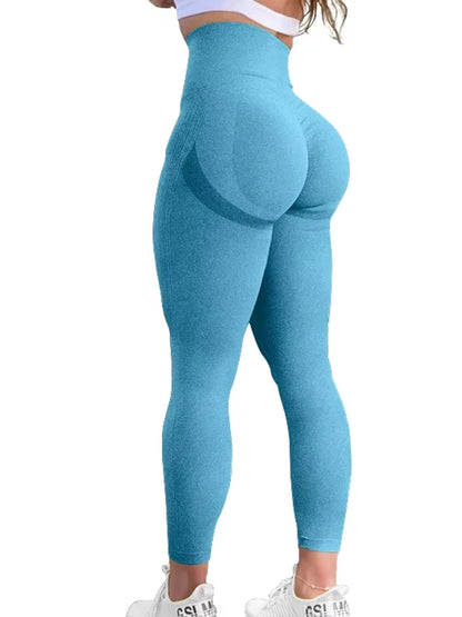 New Women Butt Lifting Yoga Leggings Elastic Workout High Waist Tummy Control Ruched Booty Pants Seamless Gym Compression Tights