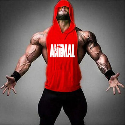 New Men Bodybuilding Cotton Tank top Gyms Fitness Hooded Vest Sleeveless Shirt Summer Casual Fashion Workout Brand Clothing
