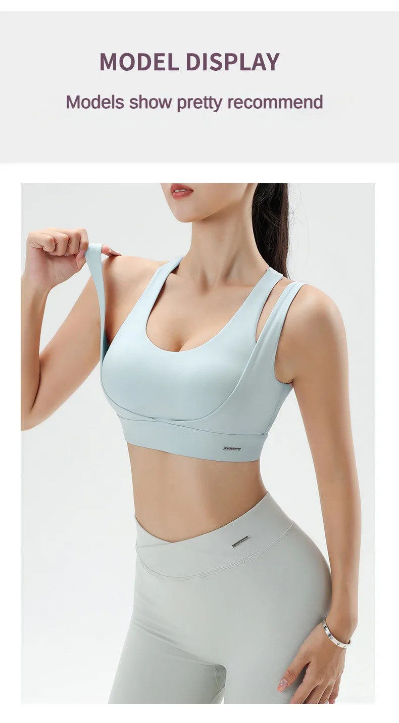 Women's Gym Fitness Underwear Gathering Shockproof Bra Outdoor Sportswear Breathable Yoga Bra Training Clothes Tops