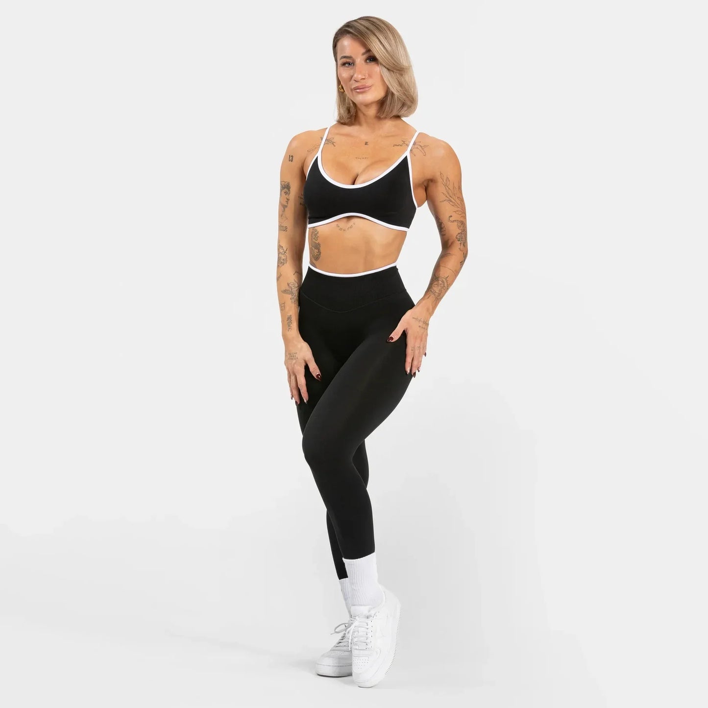 TEVEO 2 Pcs Women's Gym Set Seamless Scrunch Leggings Workout Bra Set Yoga Fitness Clothing Combo