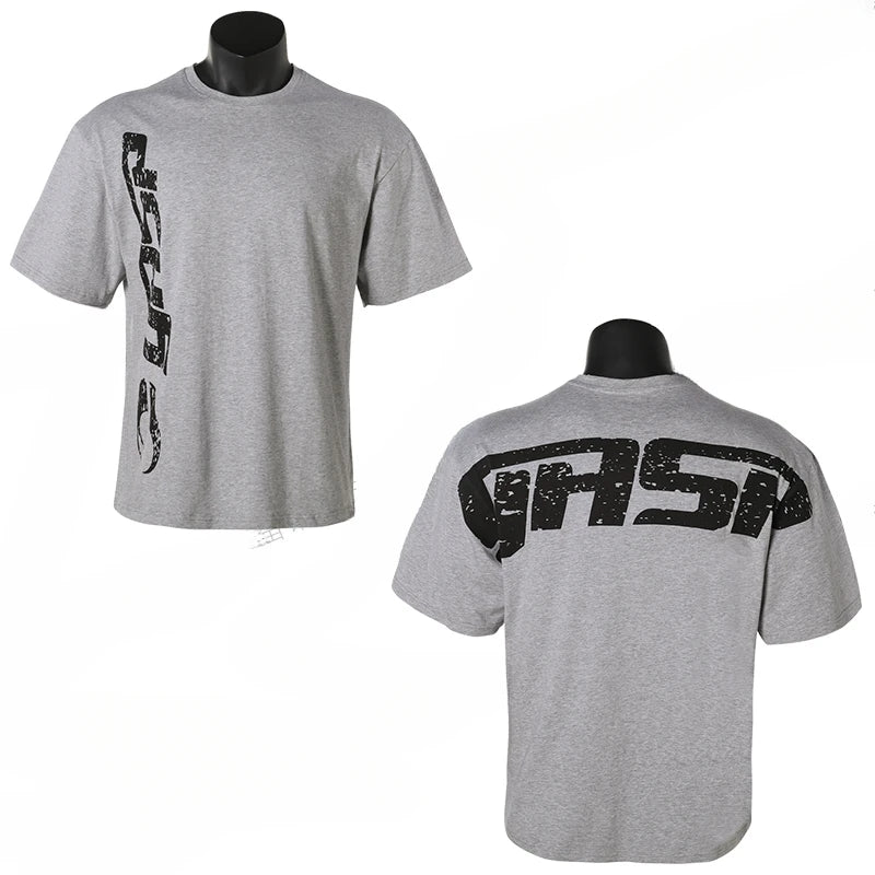 2025 New Cotton Loose Short Sleeve Male Fitness Training Large Size Sweat Absorption Oversize Sports Bodybuilding Half Sleeve