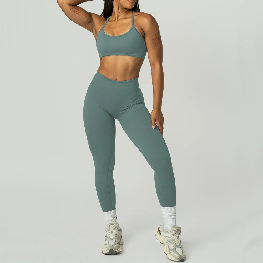 2PCS Dimpact Cross Yoga Set Sports Bra Shorts Workout Legging Outfit Seamless Fitness Women Gym Clothes XP389