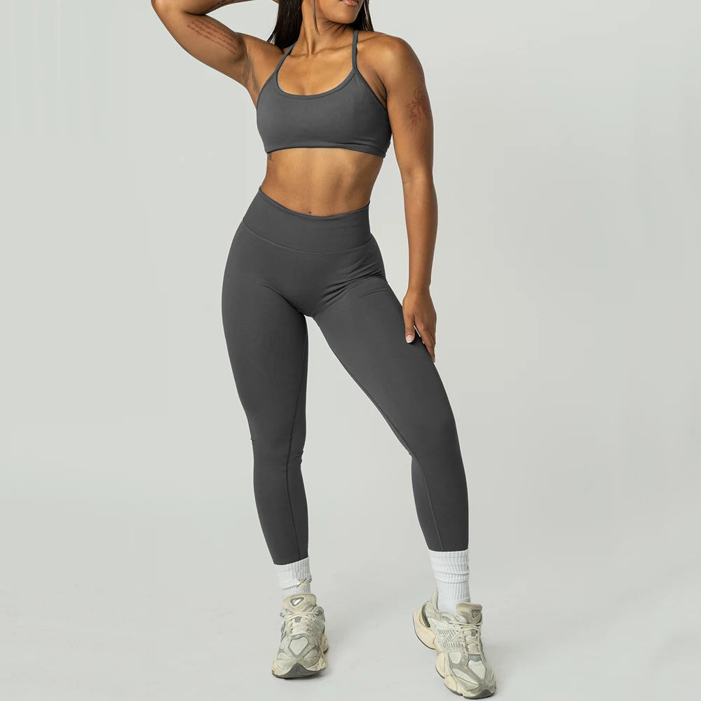 2PCS Dimpact Cross Yoga Set Sports Bra Shorts Workout Legging Outfit Seamless Fitness Women Gym Clothes XP389