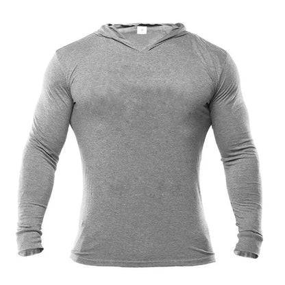 Mens Hooded T Shirt Autumn Slim Fit Hoodie Long Sleeve T-shirt Men Sports Running Shirt Gym Bodybuilding Tee Tops Fitness tshirt