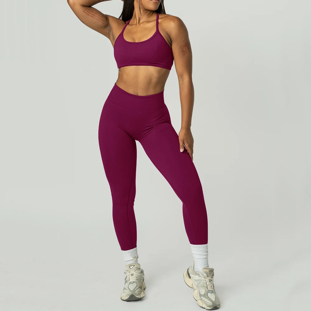 2PCS Dimpact Cross Yoga Set Sports Bra Shorts Workout Legging Outfit Seamless Fitness Women Gym Clothes XP389