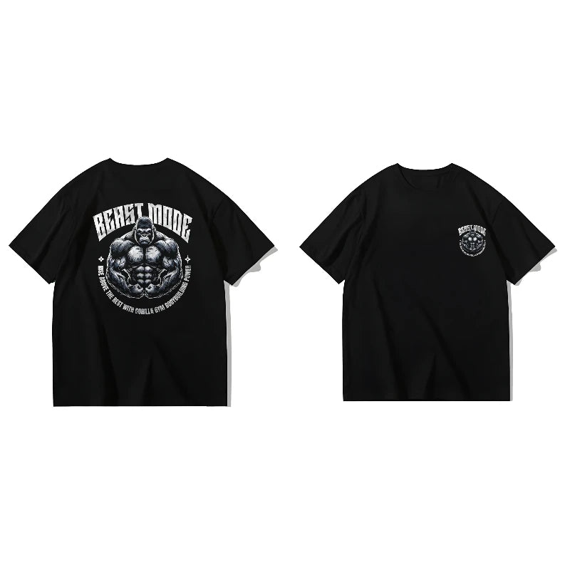 Gorilla Printed Short-sleeved T-shirt Men's Summer Trendy Brand Men's and Women's Same Half-sleeved T-shirt Gym Wear Casual Top