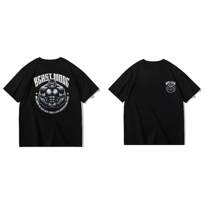 Gorilla Printed Short-sleeved T-shirt Men's Summer Trendy Brand Men's and Women's Same Half-sleeved T-shirt Gym Wear Casual Top