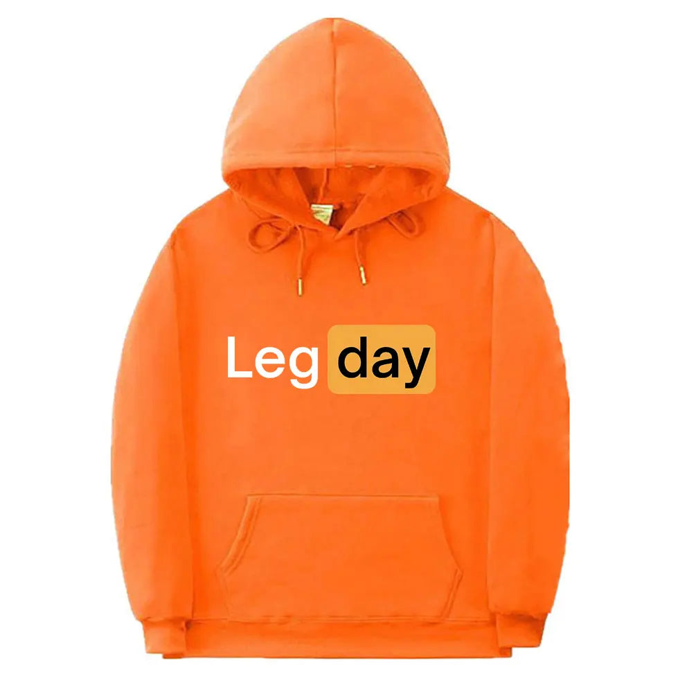 Funny Creativity Design Leg Day Fitness Workout Gym Graphic Hoodie Men Women Fashion Sweatshirt Male Fleece Cotton Loose Hoodies