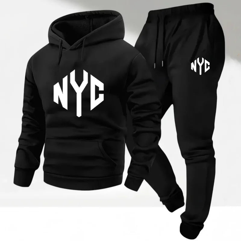 2pcs Men's Set Autumn Hoodies Pants Plus Size Fashion Sportswear Suit Casual Running Fitness Tops Sweatpants Clothing 110-180KG